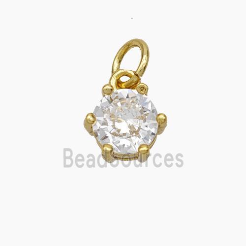 Clear Cubic Zirconia Pendant Copper Gold Plated