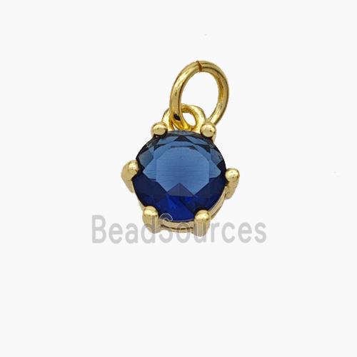 Blue Cubic Zirconia Pendant Copper Gold Plated