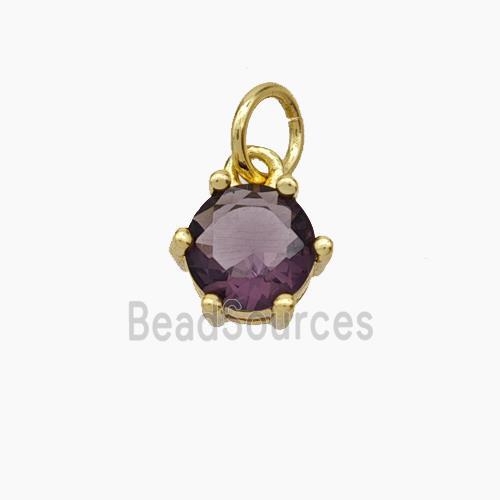 Purple Cubic Zirconia Pendant Copper Gold Plated