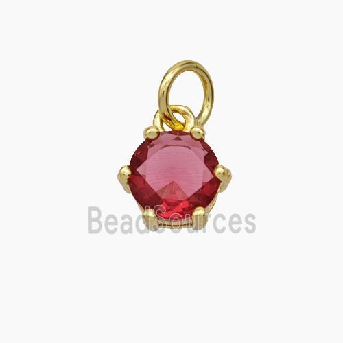 Red Cubic Zirconia Pendant Copper Gold Plated