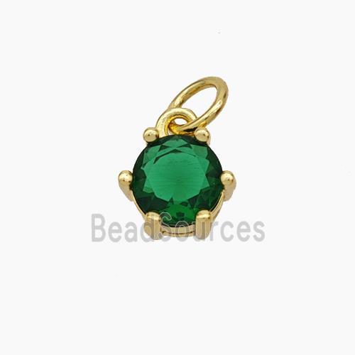 Green Cubic Zirconia Pendant Copper Gold Plated