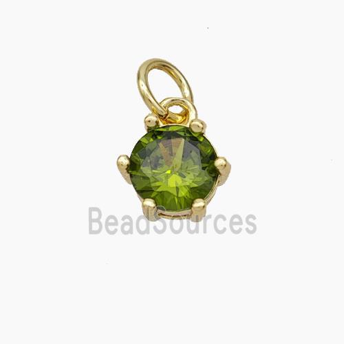 Olive Cubic Zirconia Pendant Copper Gold Plated