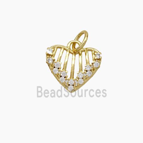 Copper Heart Pendant Micropave Zirconia Gold Plated