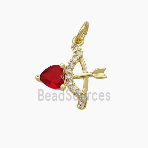 Copper Cupid-Arrow Pendant Pave Zirconia Gold Plated