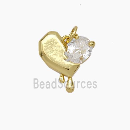 Copper Heart Pendant Pave Zirconia Gold Plated