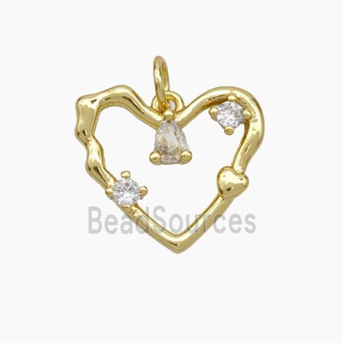 Copper Heart Pendant Pave Zirconia Gold Plated