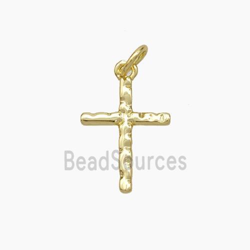 Copper Cross Pendant Hammered Gold Plated