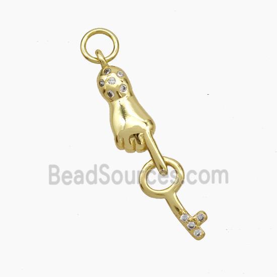 Copper Hand Key Pendant Gold Plated