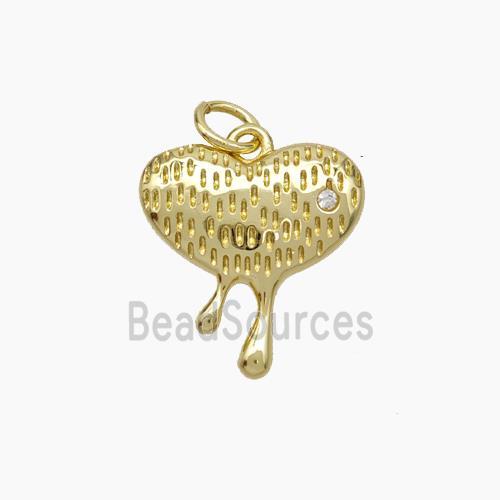 Copper Heart Pendant Pave Zirconia Gold Plated