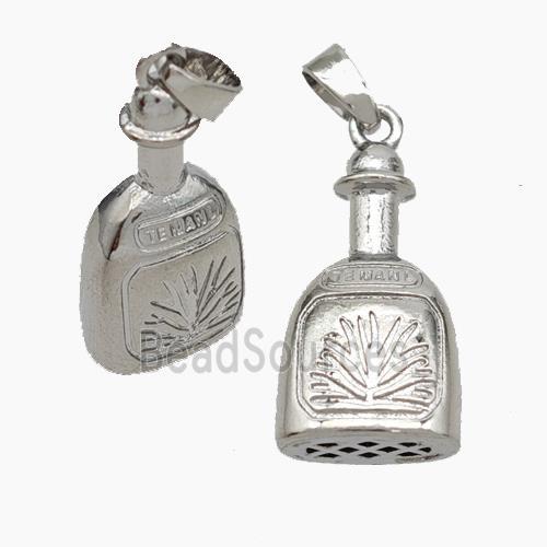 Copper Bottle Pendant Platinum Plated