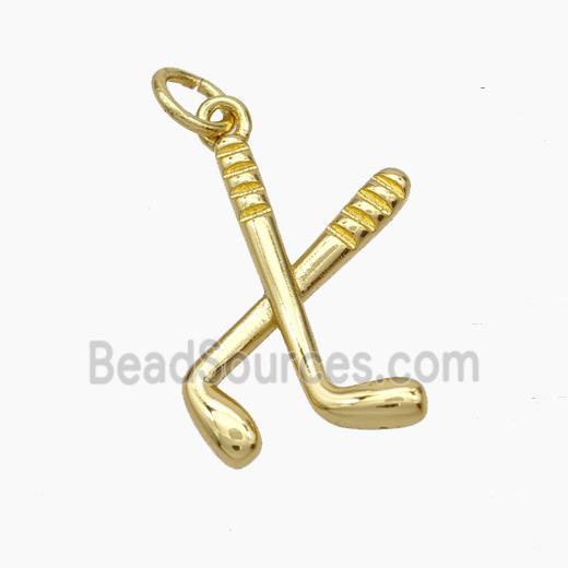 Golf Racket Charms Copper Pendant Gold Plated