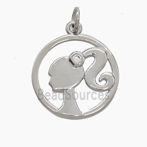 Copper Beauty Pendant Pave Zirconia Girls Platinum Plated