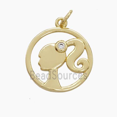 Copper Beauty Pendant Pave Zirconia Girls Gold Plated