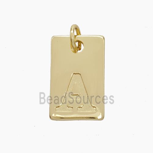 Copper Card Pendant Letter-A Gold Plated