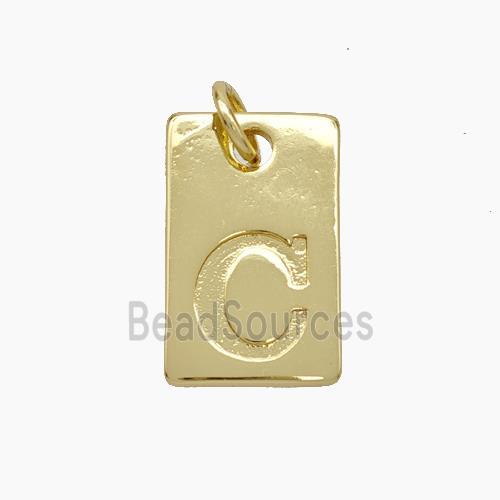 Copper Card Pendant Letter-C Gold Plated