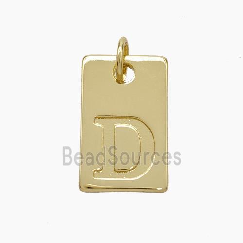 Copper Card Pendant Letter-D Gold Plated