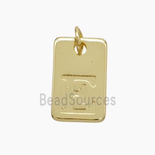 Copper Card Pendant Letter-E Gold Plated