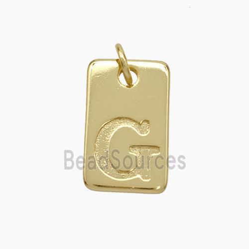 Copper Card Pendant Letter-G Gold Plated