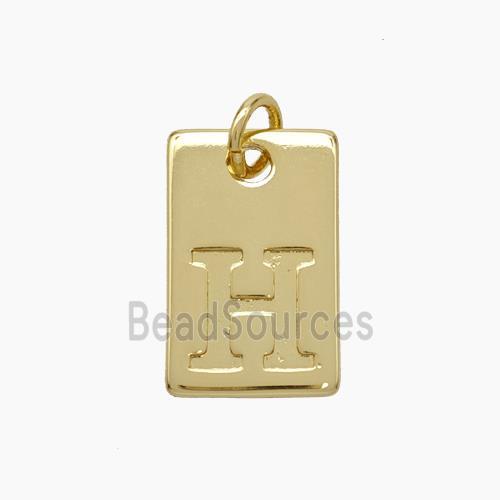 Copper Card Pendant Letter-H Gold Plated