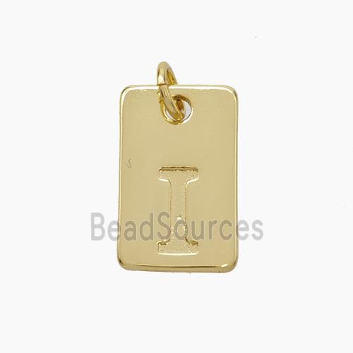 Copper Card Pendant Letter-I Gold Plated