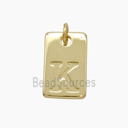 Copper Card Pendant Letter-K Gold Plated