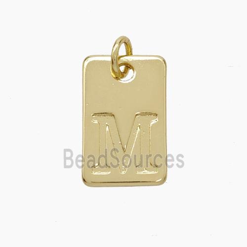 Copper Card Pendant Letter-M Gold Plated