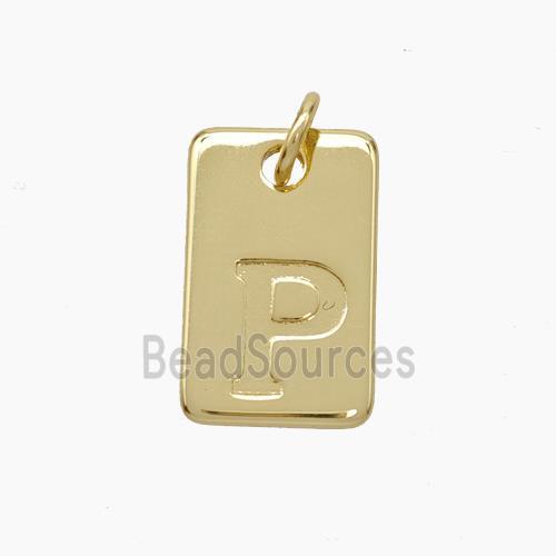 Copper Card Pendant Letter-P Gold Plated