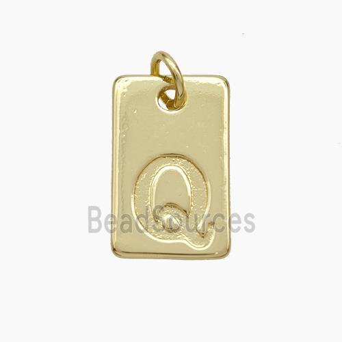 Copper Card Pendant Letter-Q Gold Plated