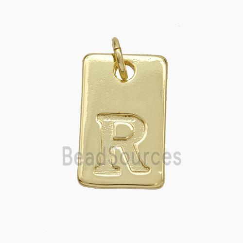 Copper Card Pendant Letter-R Gold Plated