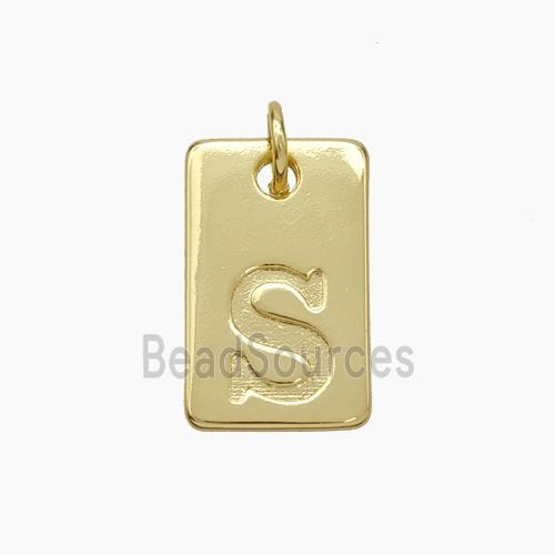 Copper Card Pendant Letter-S Gold Plated