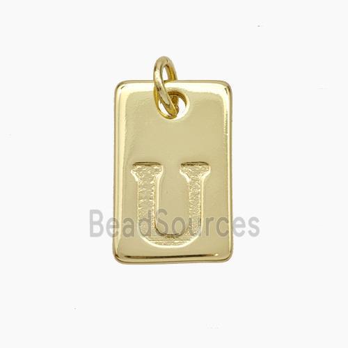 Copper Card Pendant Letter-U Gold Plated