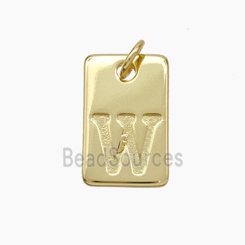 Copper Card Pendant Letter-W Gold Plated