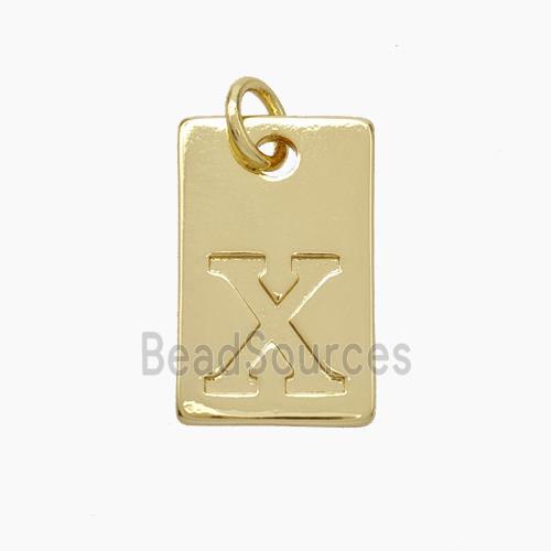 Copper Card Pendant Letter-X Gold Plated