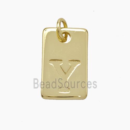 Copper Card Pendant Letter-Y Gold Plated