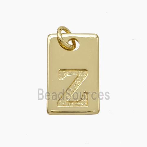 Copper Card Pendant Letter-Z Gold Plated