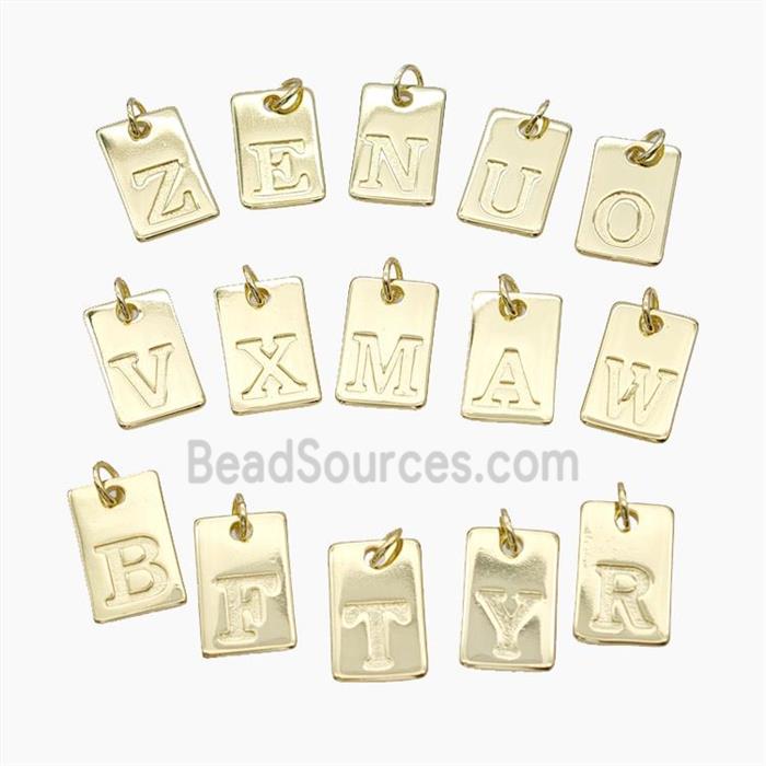 Copper Card Letter Pendant Alphabet Gold Plated Mixed