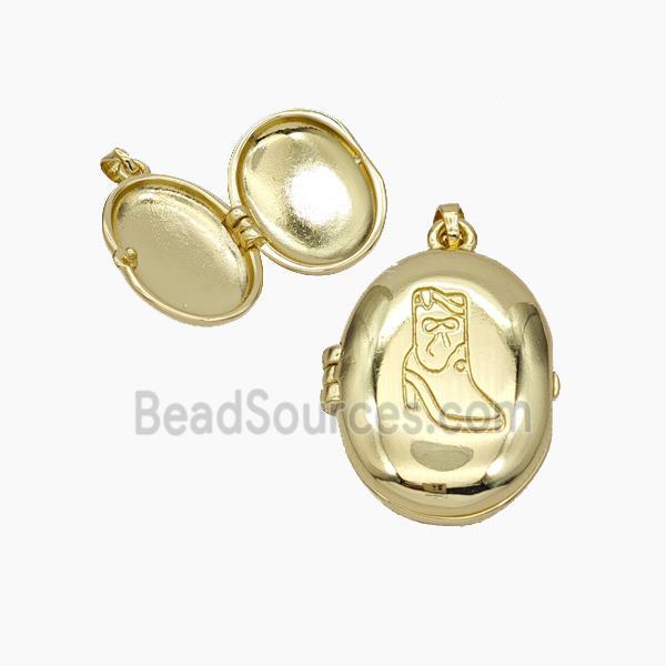 Copper Oval Locket Pendant Shoe Gold Plated