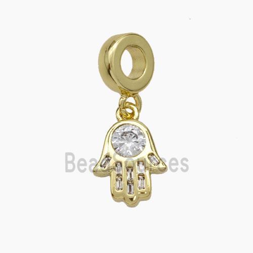 Copper Hand Pendant Pave Zirconia Gold Plated