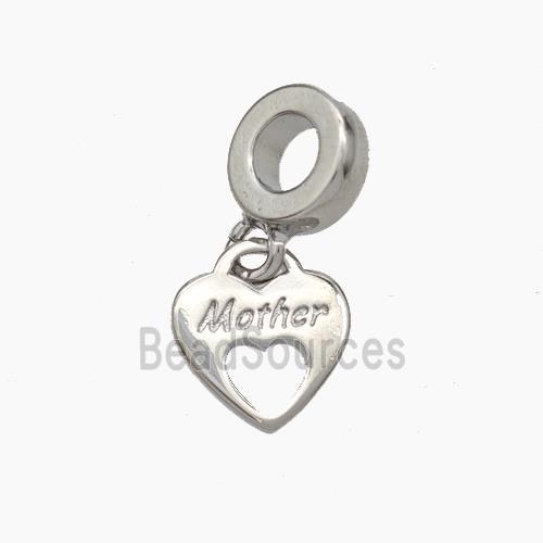 Copper Heart Pendant Pave Zirconia Mother Platinum Plated