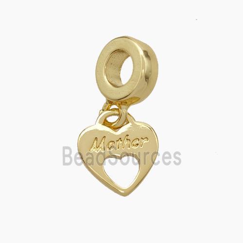 Copper Heart Pendant Pave Zirconia Mother Gold Plated