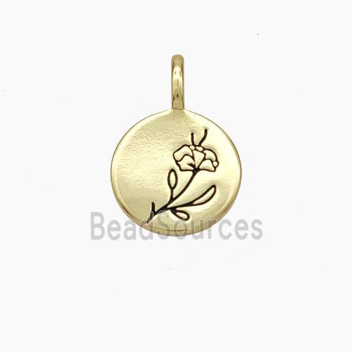 Copper Flower Pendant Enamel Circle Gold Plated