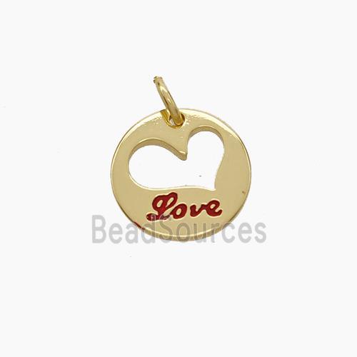 Copper Heart Pendant Enamel Love Gold Plated