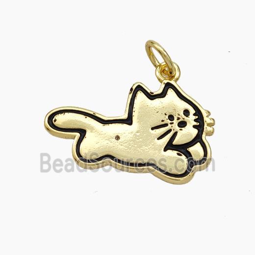 Copper Cat Pendant Enamel Gold Plated