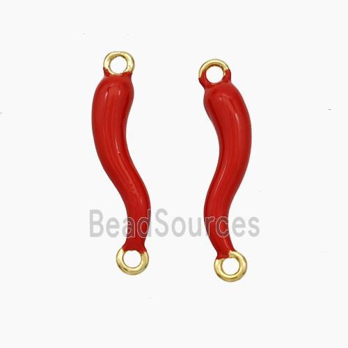 Copper Chili Connector Red Enamel Gold Plated