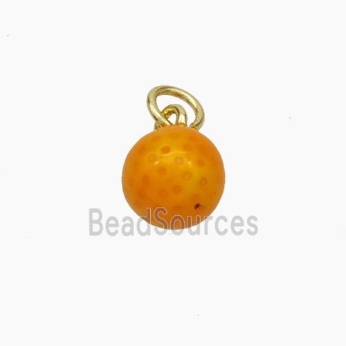 Copper Ball Pendant Orange Painted Gold Plated