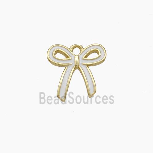 Copper Bowknot Pendant White Enamel Gold Plated