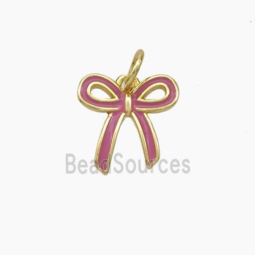 Copper Bowknot Pendant Pink Enamel Gold Plated