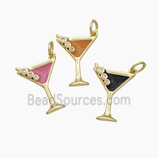 Ice Cream Bottle Drink Cup Charms Copper Pendant Enamel Gold Plated Mixed