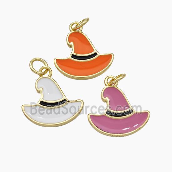 Halloween Hat Charms Copper Pendant Enamel Gold Plated Mixed