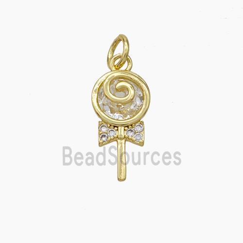 Lollipop Candy Charms Copper Pendant Pave Zirconia Gold Plated